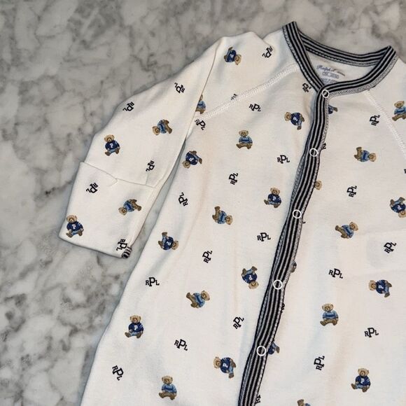 RALPH LAUREN LOGO TEDDY FOOTIE 3M - Picture 3 of 6